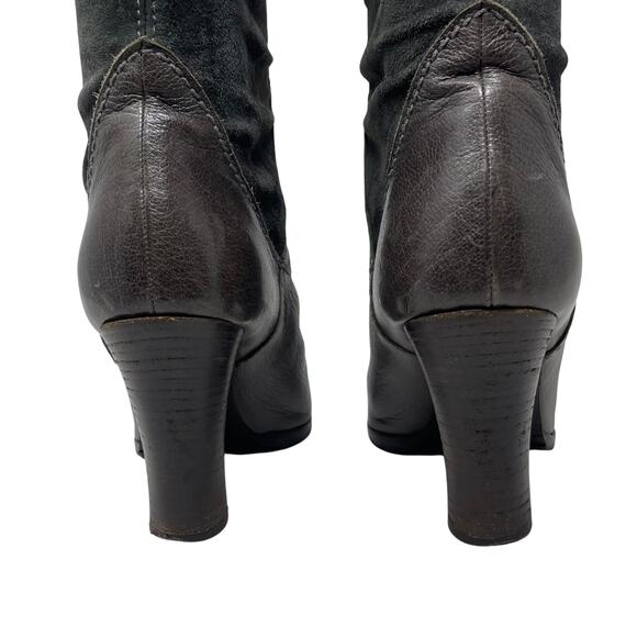 Henry Beguelin Knee High Taupe Leather Boots - Brown Gray - Fur Trim - Size 36.5 - Picture 7 of 12